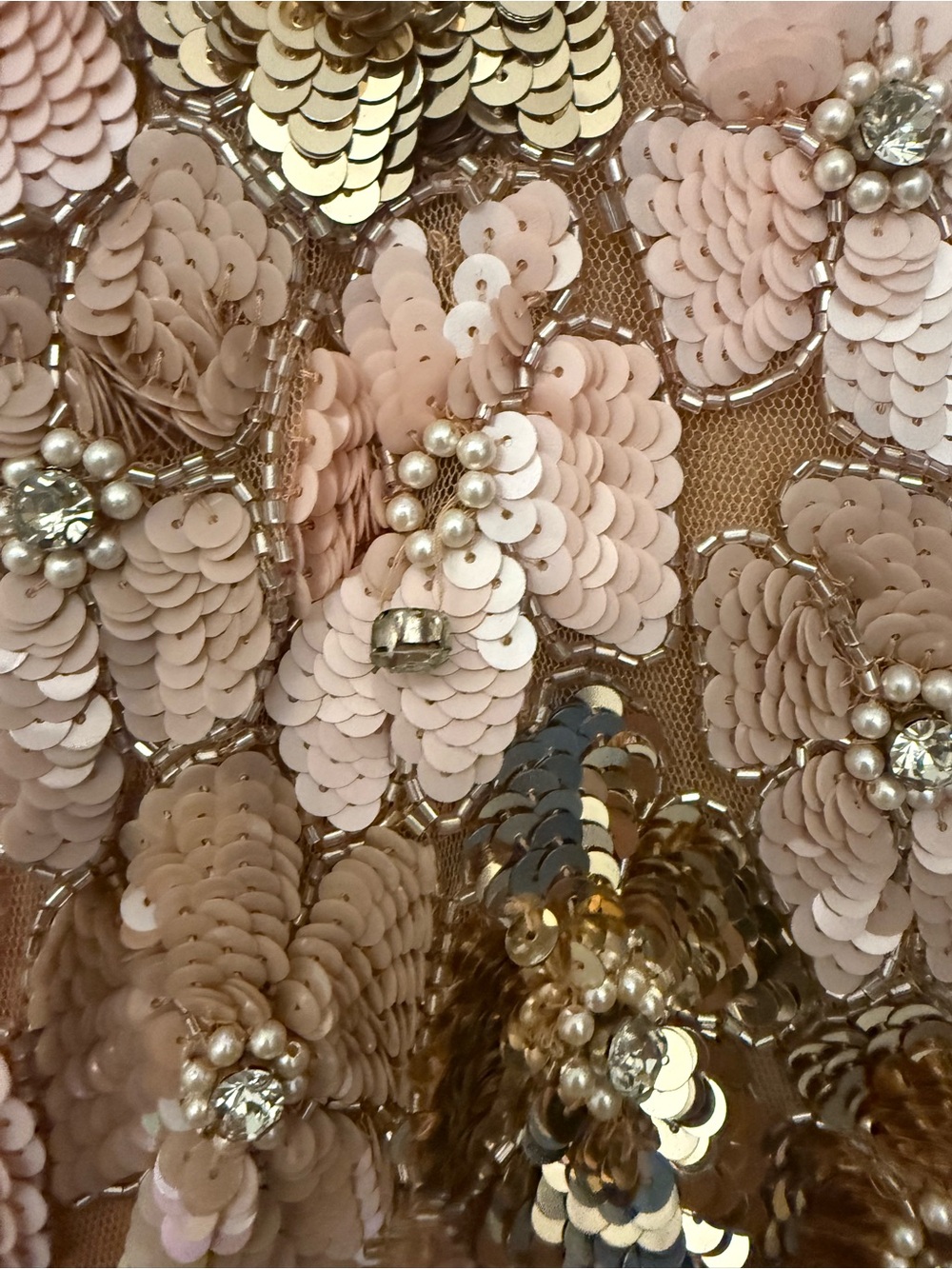 LoveShackFancy Floral Sequin Slip Dress in Blush and Gold - Picture 4 of 6